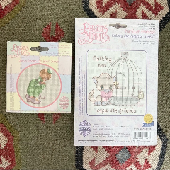 New Precious Moments Cross Stitch Kits Sealed in Package Friends Fill Shoes Set - Picture 1 of 7
